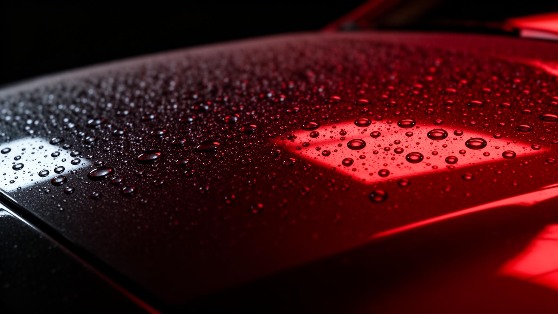 Water beading on a ceramic-coated hood